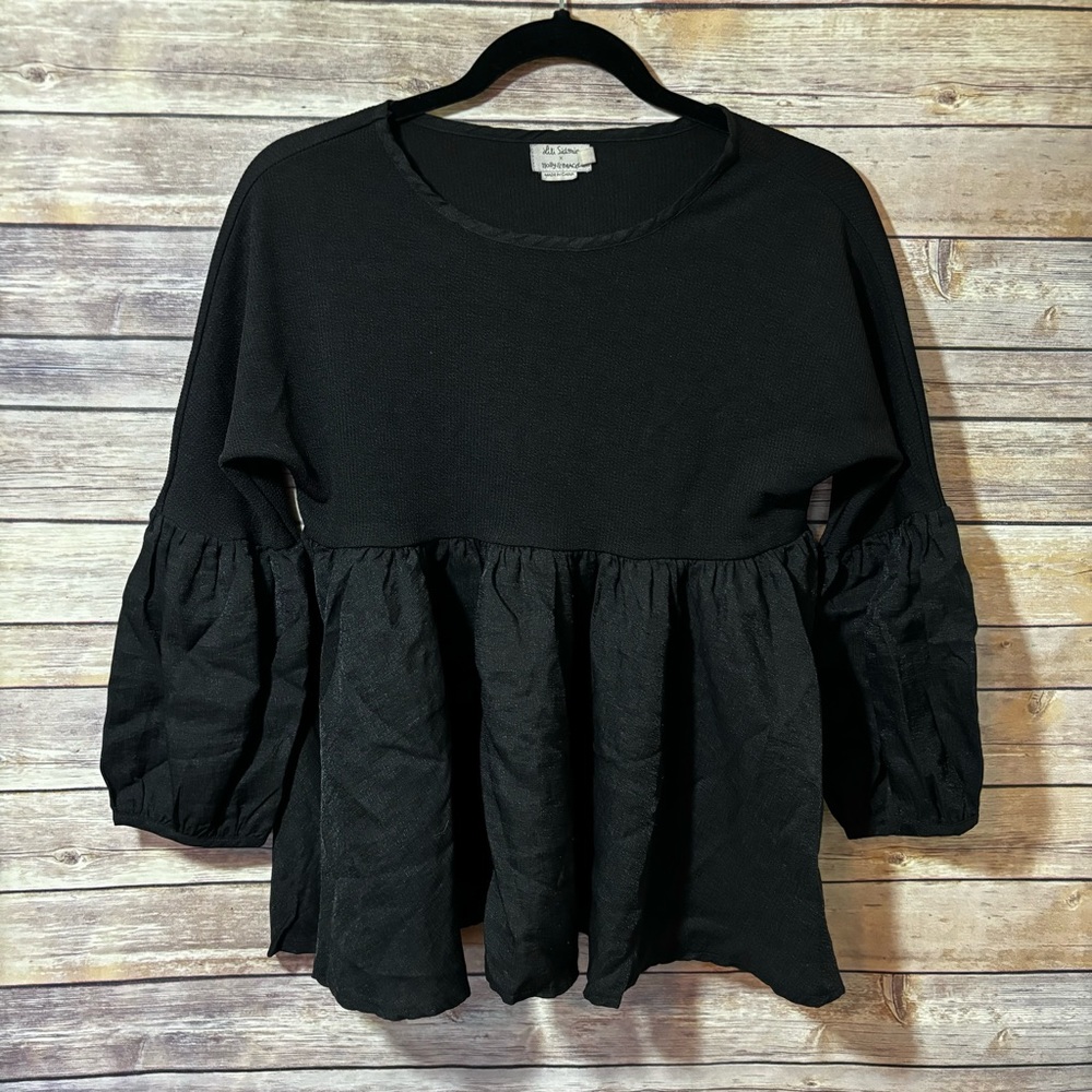 Lili Sidonio x Molly Bracken Black 3/4 Sleeve Top XS F3